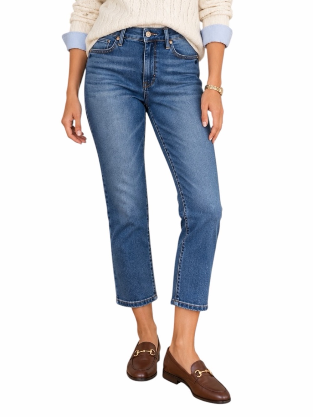 Judy Blue Capri Jeans Size 31 Stretch Cropped Straight Leg Medium Wash Mid Rise